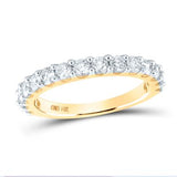 14Kt White Gold Womens Round Pave-Set Diamond Single Row Wedding Band 1 Cttw