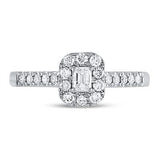 14K Gold Emerald Diamond Halo Bridal Engagement Ring 1/2Ctw (Certified)