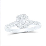 14K Gold Emerald Diamond Halo Bridal Engagement Ring 1/2Ctw (Certified) White