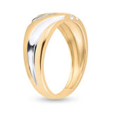 10K Gold Round Diamond Mens 2-Tone Wedding Band 1/8 Cttw
