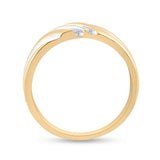 10K Gold Round Diamond Mens 2-Tone Wedding Band 1/8 Cttw