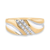 10K Gold Round Diamond Mens 2-Tone Wedding Band 1/8 Cttw