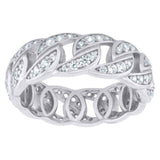 Sterling Silver Ladies Moissanite Cuban Band