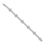 925 Sterling Silver Womens Cubic-Zirconia Clover Bracelet Size 8 Inches