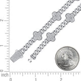 925 Sterling Silver Womens Cubic-Zirconia Clover Bracelet Size 8 Inches