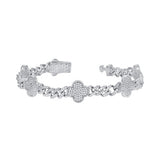 925 Sterling Silver Womens Cubic-Zirconia Clover Bracelet Size 8 Inches