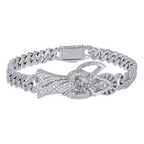 925 Sterling Silver Mens Moissanite Grim Reaper Bracelet 8.5 Inches