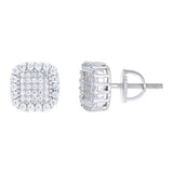 925 Sterling Silver Moissanite Square Stud Earrings 9mm