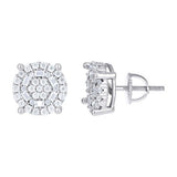 925 Sterling Silver Round Baguette Moissanite Stud Earrings