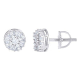 925 Sterling Silver Baguette Moissanite Round Stud Earrings