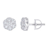925 Sterling Silver Womens Moissanite Flower Stud Earrings