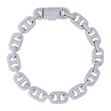 925 Sterling Silver Moissanite Mariner Link Bracelet 10mm 8.5 Inches