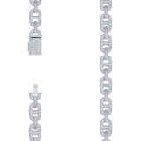 925 Sterling Silver Moissanite Mariner Link Bracelet 10mm 8.5 Inches