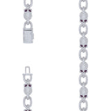 925 Sterling Silver Mens Moissanite Skull Link Chain Necklace 9.3mm 24 Inch