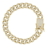 925 Sterling Silver Yellow Moissanite Miami Cuban Chain 12mm 22 Inch