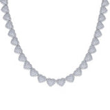 925 Sterling Silver Moissanite Heart Tennis Necklace 10mm 20 Inch