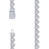 925 Sterling Silver Moissanite Heart Tennis Necklace 10mm 20 Inch