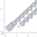925 Sterling Silver Moissanite Heart Tennis Necklace 10mm 20 Inch