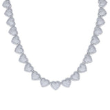 925 Sterling Silver Moissanite Heart Tennis Necklace 12mm 22 Inch