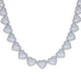 925 Sterling Silver Moissanite Heart Tennis Necklace 14mm 22 Inch