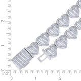 925 Sterling Silver Moissanite Heart Tennis Necklace 14mm 22 Inch