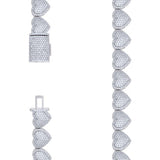 925 Sterling Silver Moissanite Heart Tennis Necklace 14mm 22 Inch