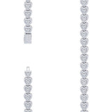 925 Sterling Silver Womens Moissanite Heart Chain 7mm 18 Inches