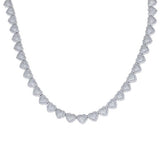 925 Sterling Silver Moissanite Heart Tennis Necklace 8mm 20 Inch