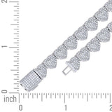 925 Sterling Silver Moissanite Heart Tennis Necklace 8mm 20 Inch
