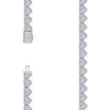 925 Sterling Silver Moissanite Heart Tennis Necklace 8mm 20 Inch