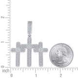 925 Sterling Silver Moissanite Triple Cross Religious Pendant
