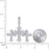 925 Sterling Silver Moissanite Triple Cross Religious Pendant