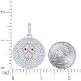 925 Sterling Silver Mens Red Moissanite Leo/Lion Head Pendant