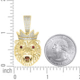 925 Sterling Silver Yellow Mens Red Moissanite Leo/Lion Head Pendant