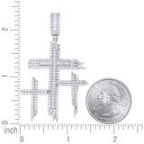 925 Sterling Silver Mens Round Baguette Moissanite Triple Cross Pendant
