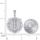 925 Sterling Silver Mens Round Moissanite Crucifix Pendant