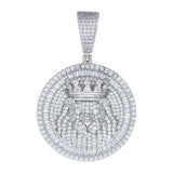 925 Sterling Silver Mens Round Baguette Moissanite Leo/Lion Head Pendant