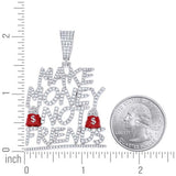 925 Sterling Silver Moissanite Enameled "Make Money Not Friends" Pendant