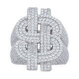 925 Sterling Silver Mens Moissanite Dollar Sign Ring