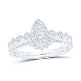 10K Gold Pear Diamond Bridal Wedding Set 3/8Cttw