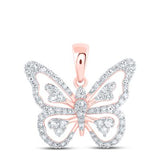 10K Round Diamond Butterfly Pendant 3/8Cttw