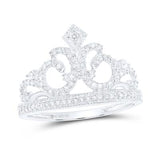 10K Gold Diamond Fleur Crown Tiara Ring 1/5Cttw