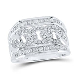 10K Gold Round Diamond Cuban Link Ring 1Cttw