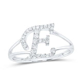 10K Gold Ladies Initial E Ring 1/5Ctw-Dia