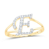 10K Gold Ladies Initial E Ring 1/5Ctw-Dia