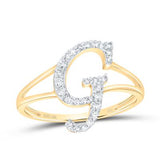 10K Gold Ladies Initial G Ring 1/5Ctw-Dia Yellow