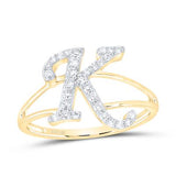 10K Gold Ladies Initial K Ring 1/4Ctw-Dia
