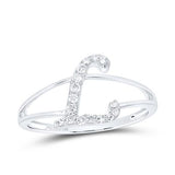 10K Gold Ladies Initial L Ring 1/8Ctw-Dia White