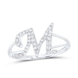 10K Gold Ladies Initial M Ring 1/5Ctw-Dia