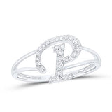 10K Gold Ladies Initial P Ring 1/5Ctw-Dia White